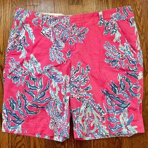 Lily Pulitzer Women's Sz 12 Hot Pink The Chipper Shorts 100% Cotton 9.5" Inseam